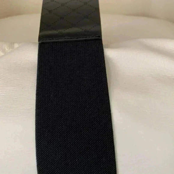 stretchy black waist belt metallic buckle vegan leather - Picture 3 of 8